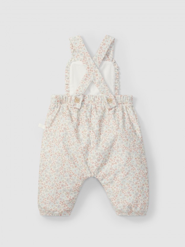 Dungarees in floral corduroy