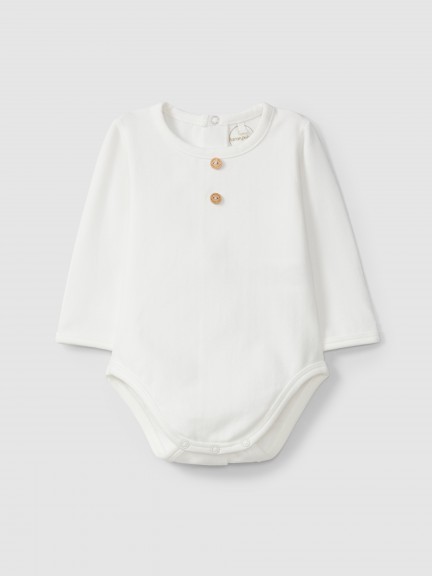 Mandarin collar bodysuit in organic cotton