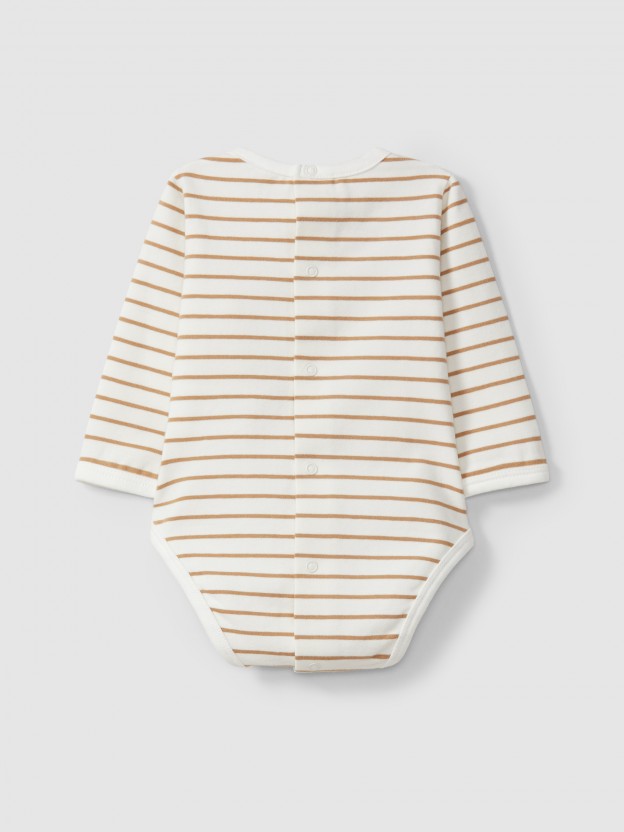 Mandarin collar bodysuit in organic cotton