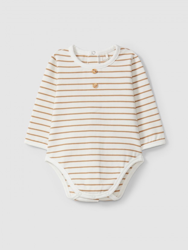 Mandarin collar bodysuit in organic cotton