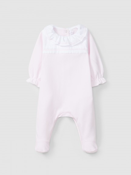 Babygrow gola de folho e detalhe bordado