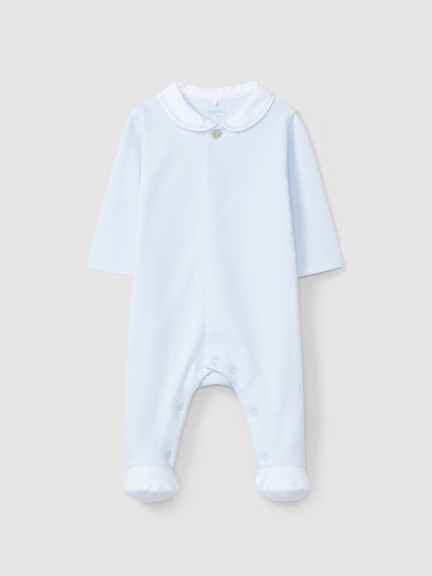 Babygrow gola redonda com detalhe bordado