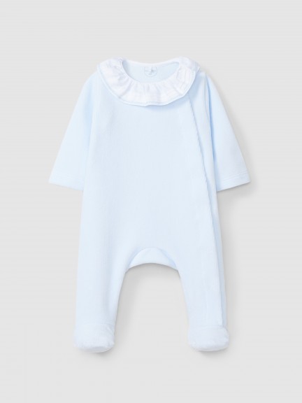 Babygrow velvet ruffled collar with embroidery