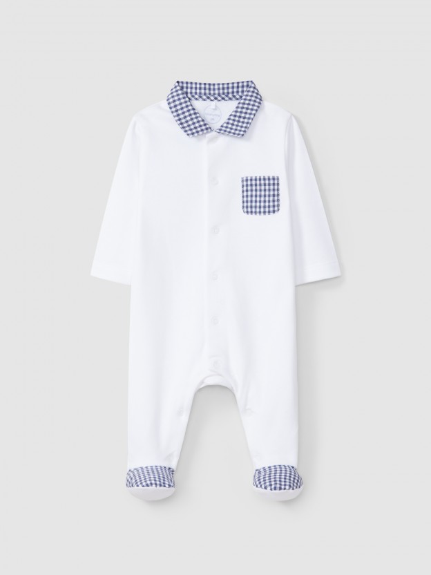 Babygrow avec poche carreaux vichy