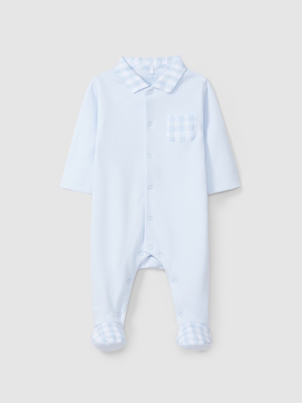 Babygrow with vichy plaid pocket