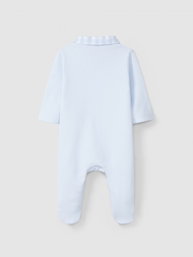 Babygrow with vichy plaid pocket