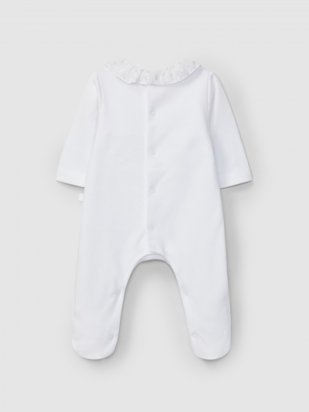 Babygrow gola de folho floral e smocks