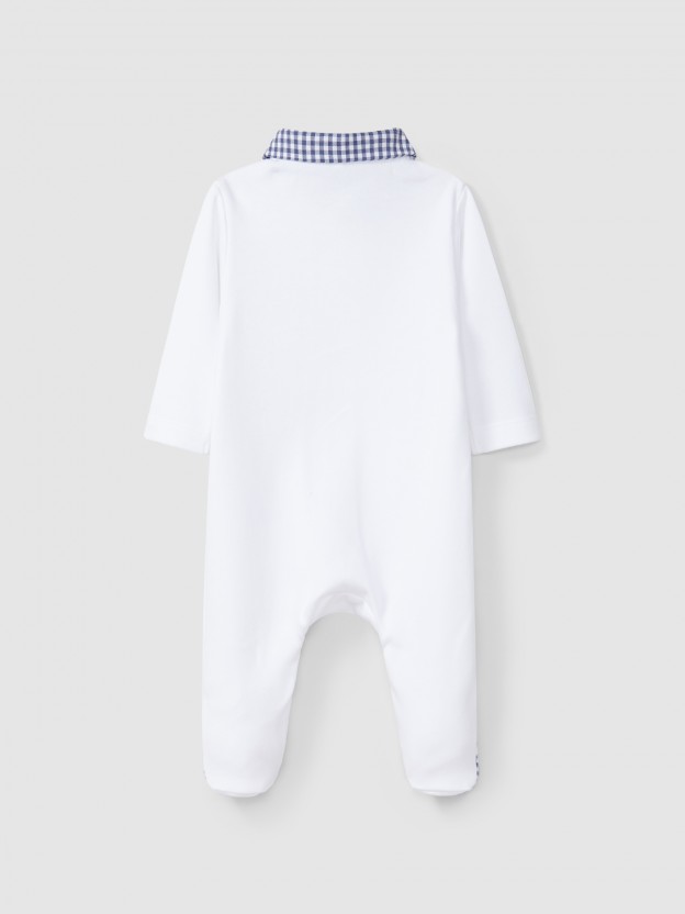 Babygrow with vichy plaid pocket