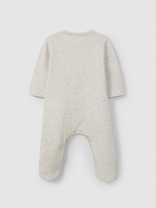 Babygrow  col rond maille jacquard  pied-de-poule