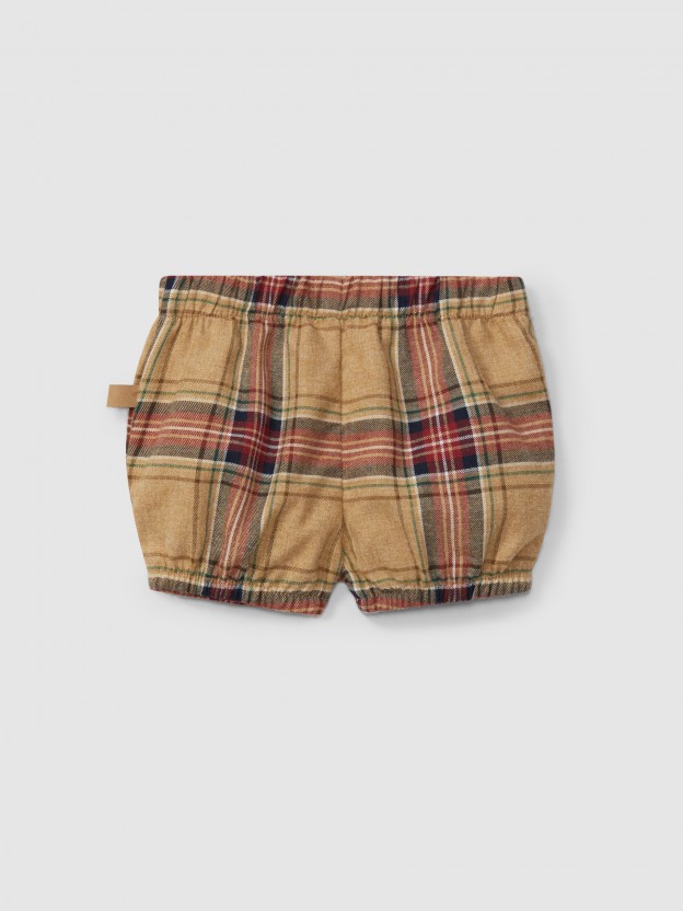 Organic cotton plaid pull-up shorts