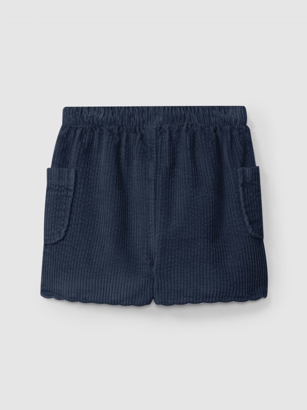 Corduroy shorts with decorative detail