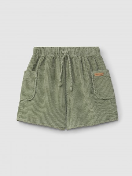 Corduroy shorts with decorative detail