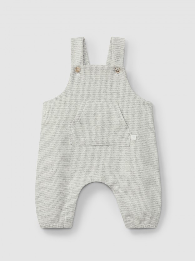 Dungarees in pied-de-poule jacquard knit