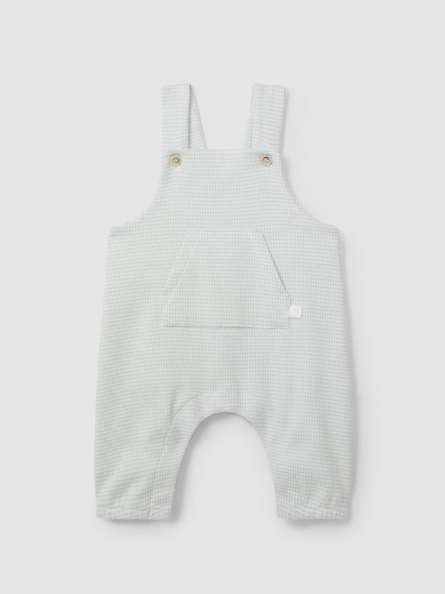 Dungarees in pied-de-poule jacquard knit