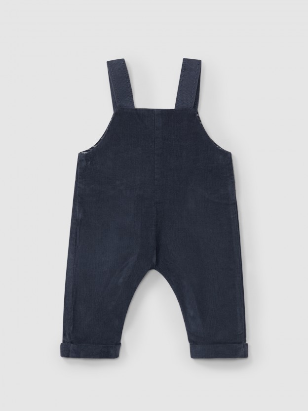 Micro-corduroy dungarees with pocket