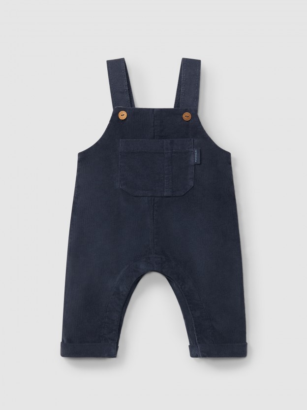 Micro-corduroy dungarees with pocket