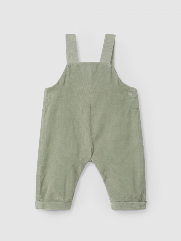 Micro-corduroy dungarees with pocket