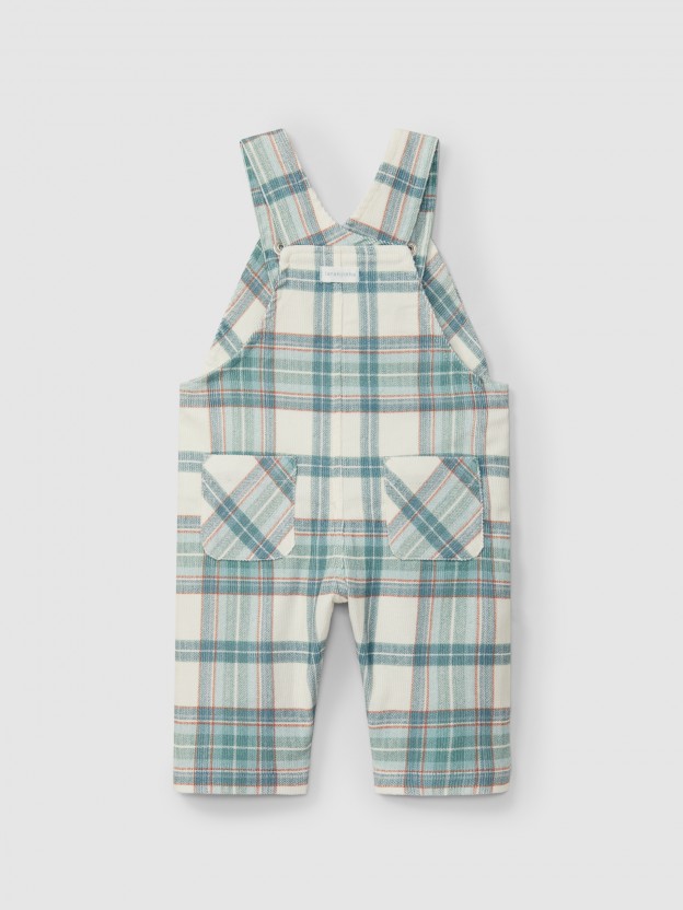 Plaid corduroy dungarees