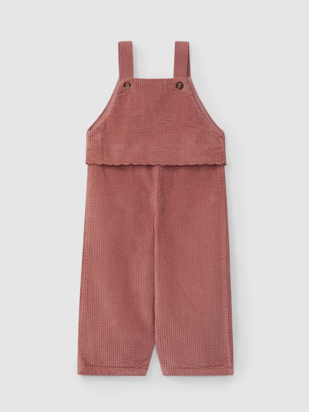 Corduroy dungarees with chest detail