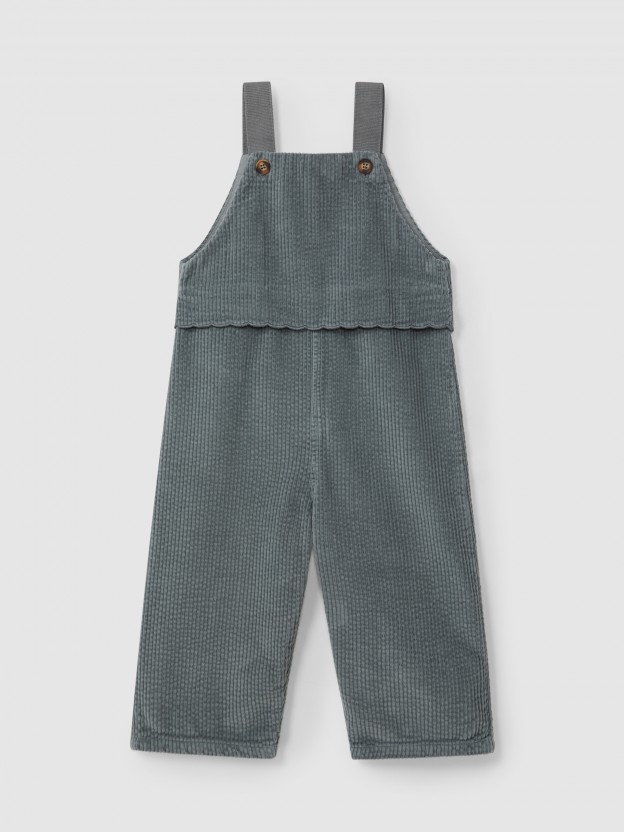 Corduroy dungarees with chest detail