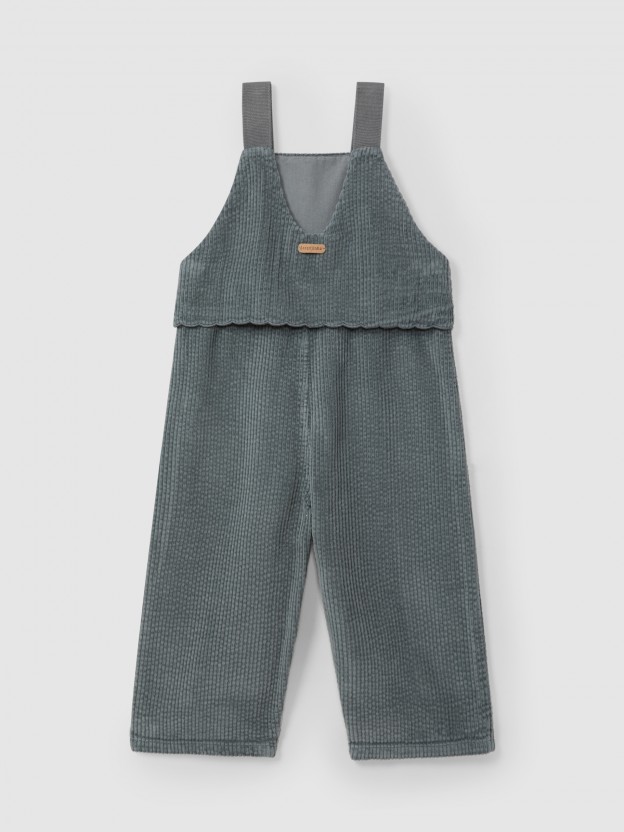 Corduroy dungarees with chest detail