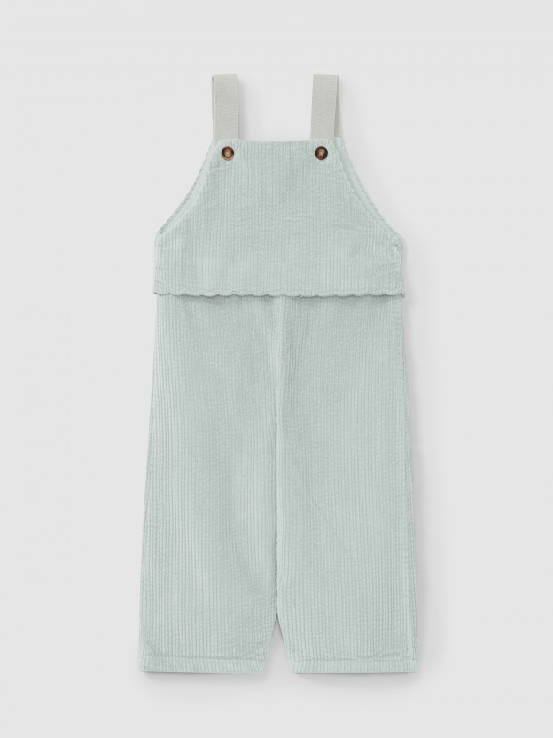 Corduroy dungarees with chest detail