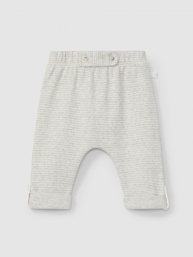 Pull-up pants in pied-de-poule jacquard knit