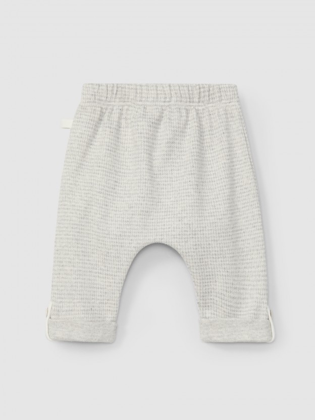 Pull-up pants in pied-de-poule jacquard knit