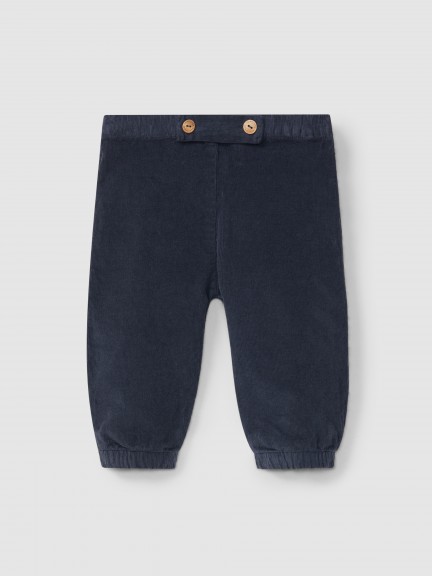 Pull-up micro-corduroy pants