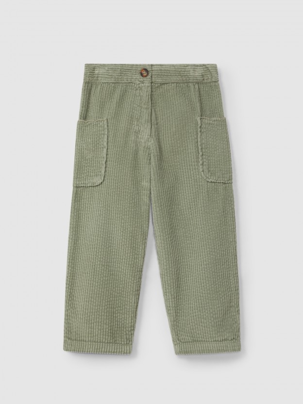 Corduroy pants with side pockets