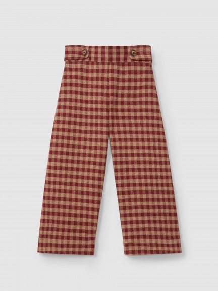 Pull-up pants in plaid jacquard knit