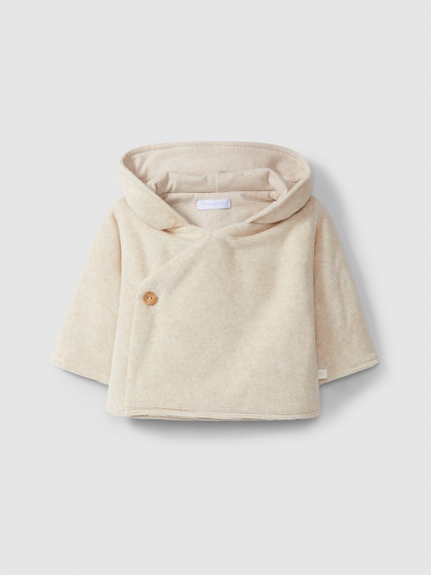 Hooded crossover jacket organic cotton