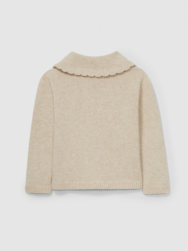 Knitted cardigan round collar