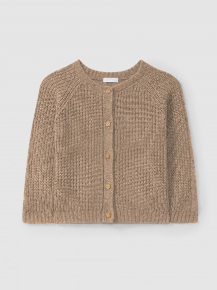 Knitted cardigan with braided detail