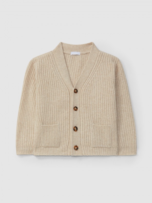 V-neck knitted cardigan with pockets