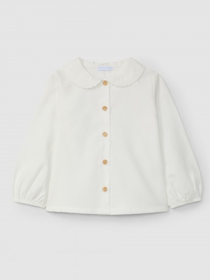 Blouse with embroidered collar