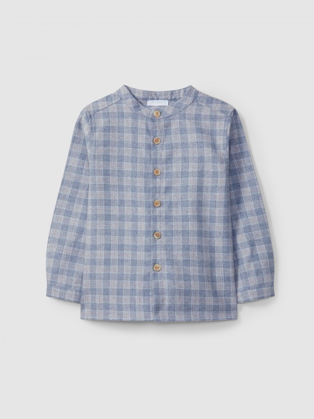 Chemise  carreaux  col mao