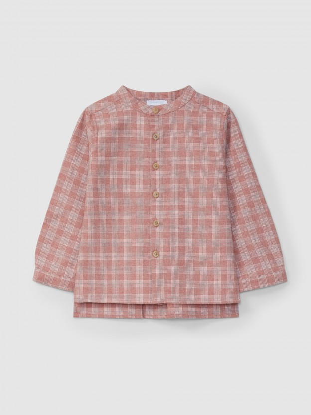 Chemise  carreaux  col mao