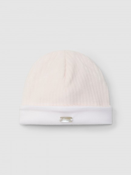 Beanie in wide-ribbed velvet