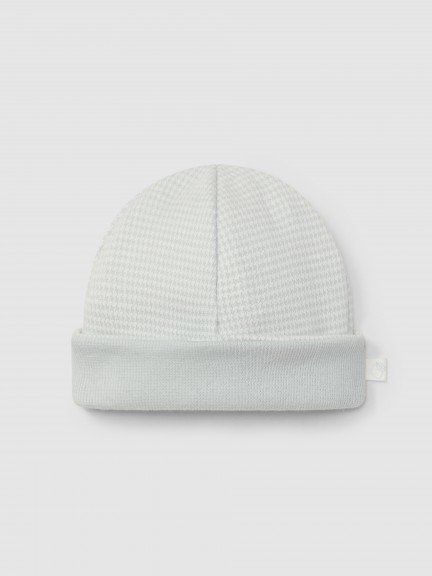 Beanie in pied-de-poule jacquard knit