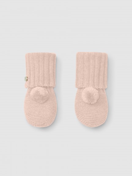 Knitted booties with pom-pom