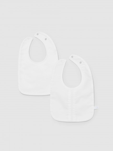 Pack of two bibs pleated and embroidered detail