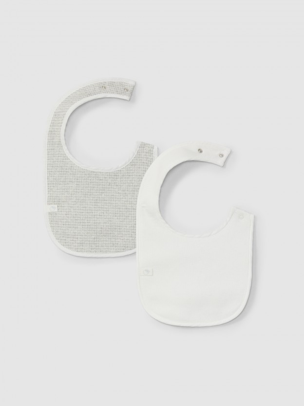 Pack of two bibs in pied-de-poule jacquard knit