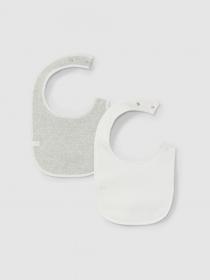 Pack of two bibs in pied-de-poule jacquard knit