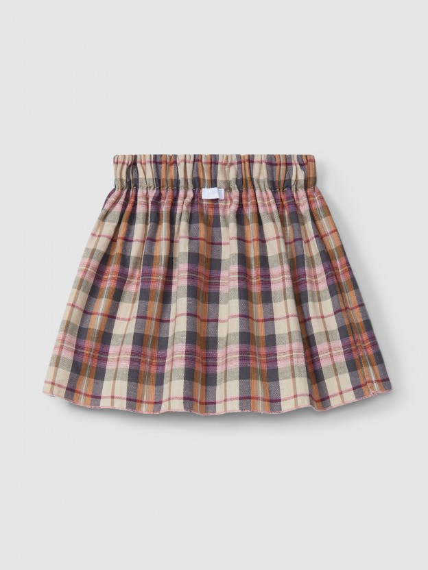 Reversible plaid and flower skirt