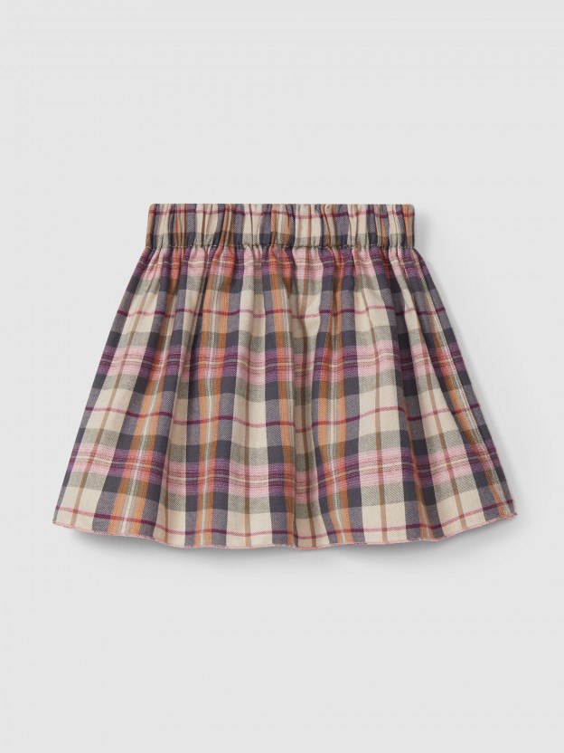 Reversible plaid and flower skirt