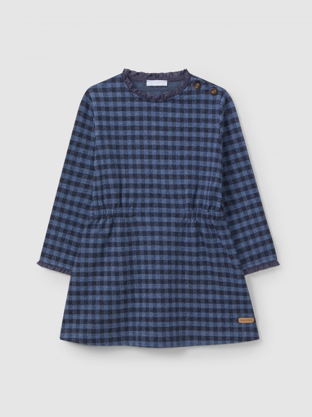 Dress in plaid jacquard knit