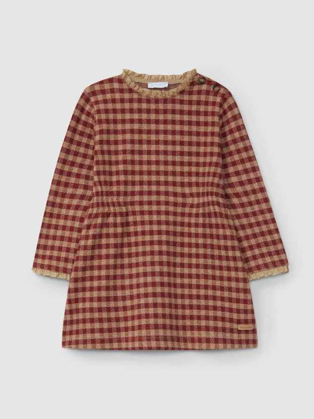 Dress in plaid jacquard knit