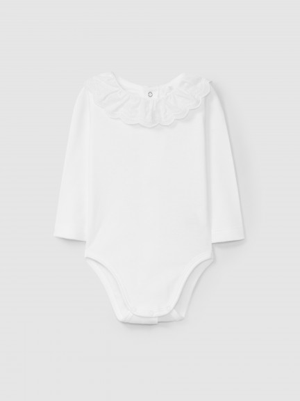 Bodysuit with lace ruffled collar