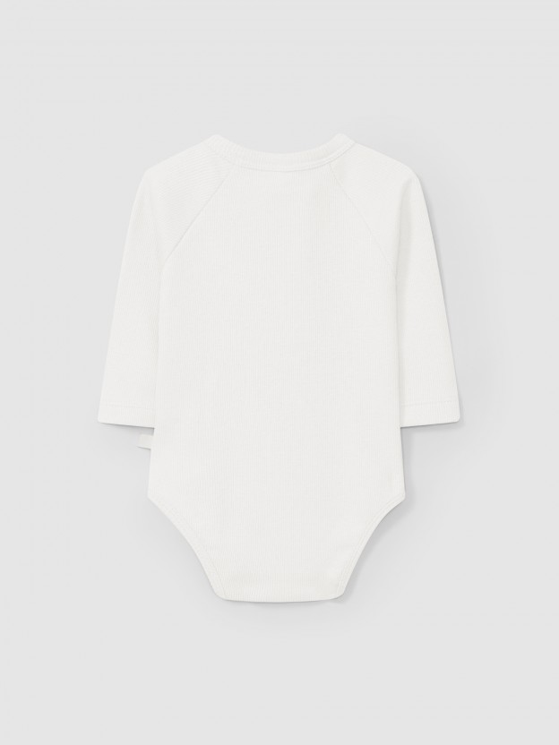 Ribbed jersey bodysuit mandarin collar